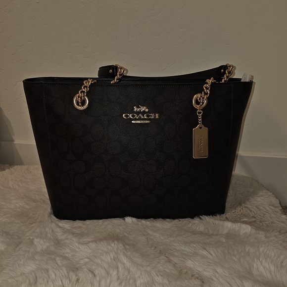 Sold 🎈Coach Signature Brown and Gold Tote - Picture 6 of 12